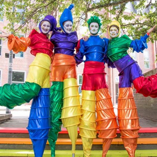Rainbow Stilt Walkers Quartet